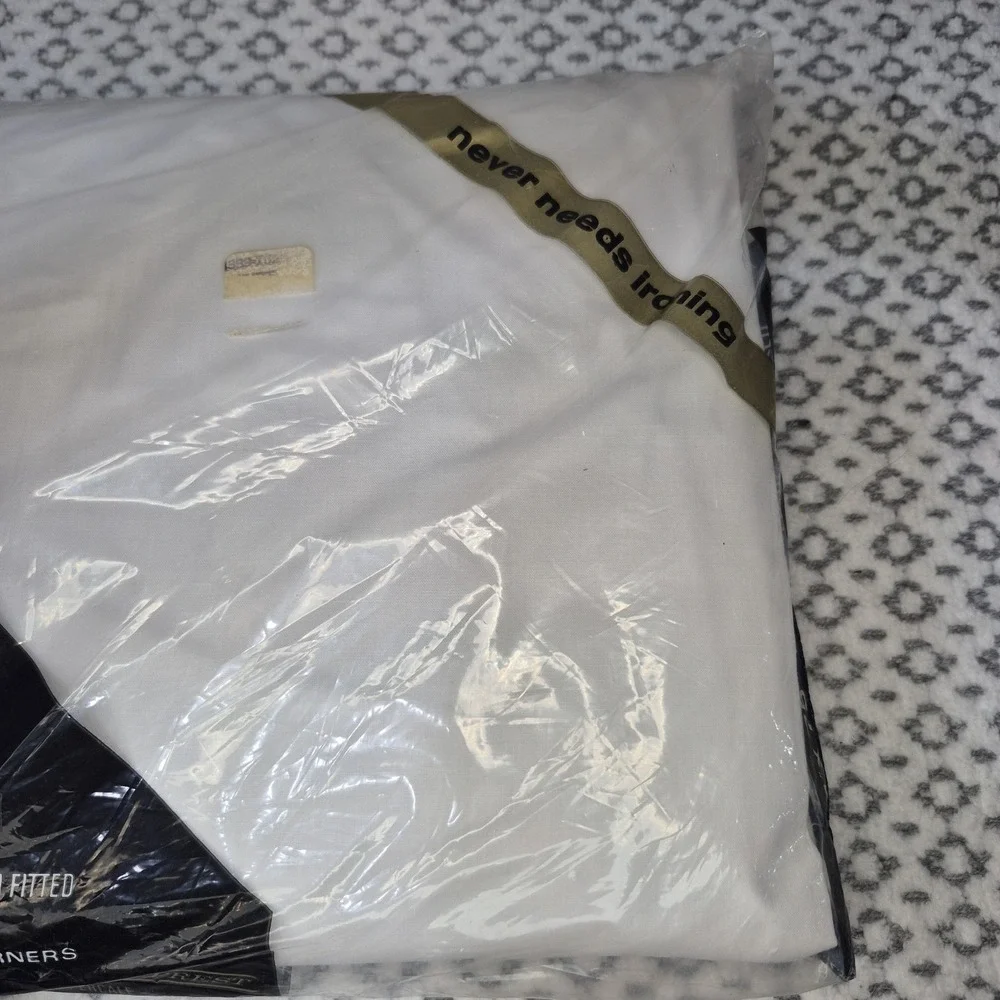 Fashion Manor Vtg 60s DOUBLE FITTED SHEET 54x75 White Penneys Percale 100%Cotton